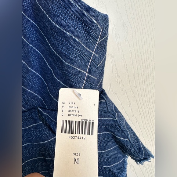 ETT TWA by Anthropologie blue striped denim jumpsuit size medium NWT - Picture 3 of 13